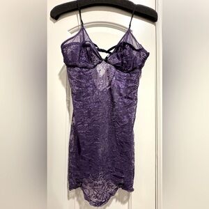 NWOT Victoria’s Secret Elegant dark purple with black trim Baby Doll.